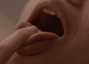 Finger auf einer Zunge